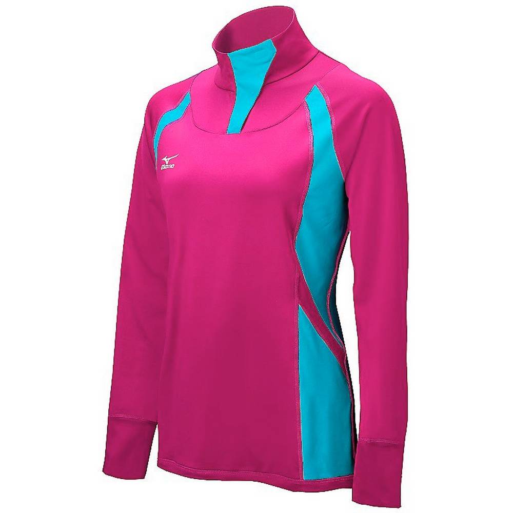 Mizuno Nine Collection: Drive Half-Zip - Bayan Mont - Pembe/Mavi Türkiye (KYCQLV-923)